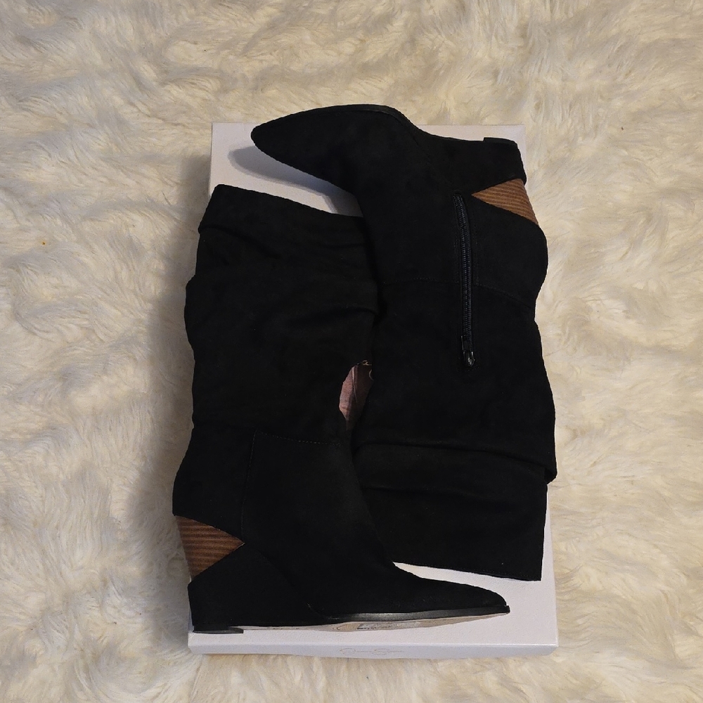 Jessica Simpson Black and Brown Heeled Boots